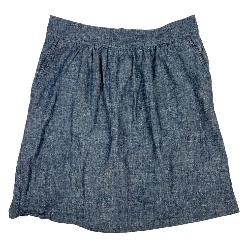 Eileen Fisher Skirt Womens Size S Chambray Hemp Organic Cotton A-line Blue